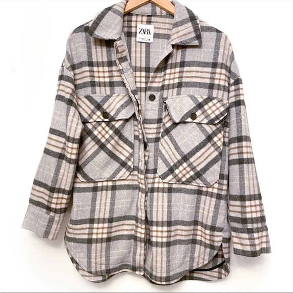Zara Grey Plaid Shacket - Picture 2 of 5